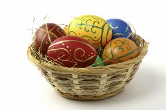 Easter bags and colourful eggs Easter bags and colourful eggs